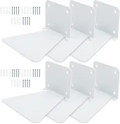 RealPlus 6pcs Invisible Floating Bookshelf for Wall Iron Floating Book Shelves Heavy Duty Book Organizer, White. The...