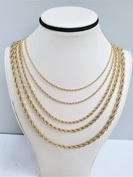 This Premium 14k GOLD PLATED ROPE chain. 2.5mm TO 6mm ROPE CHAIN NECKLACE. The Best Quality Premium Classic Rope Chain,...