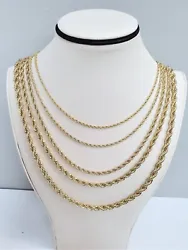 This Premium 14k GOLD PLATED ROPE chain. 2.5mm TO 6mm ROPE CHAIN NECKLACE. The Best Quality Premium Classic Rope Chain,...