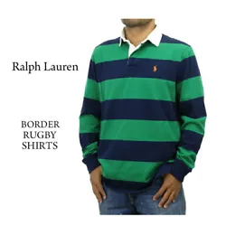 Polo Ralph Lauren Long Sleeve Classic Fit Striped Rugby Shirt - Navy/Green -. Material Composition Shoulder Width 18...