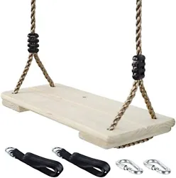 Its a nice wooden swing, easy to hang from oak tree and just adjusted one side of the swing so it sits even. So easy,...