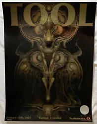 This listing is for a Tool concert poster for the show on January 15th, 2022 at the Golden One Center in Sacramento....