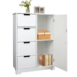 MULTIFUNCTIONAL FLOOR CABINET: With 4 drawers and a large space cabinet with a customizable shelf, it is not only a...