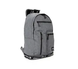 Three-zip front pockets. One inside grip-tape pockets. Top zip closure. Double textile top handles, 3