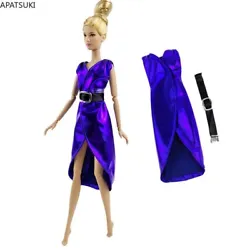 Royalblue Fashion Doll Clothes Evening Dress For Barbie Doll Gown Belt Outfits For Barbie Dollhouse 1/6 Dolls...
