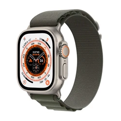 Watch Ultra + Cellular, boîtier Titane 49mm avec Boucle Alpine Vert - Taille S Boussole intégrée à lécran.,Écran...