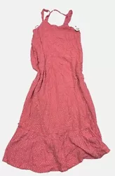 Billabong After Ever Dress. Maxi Dress. Pink polka dot. woven rayon.