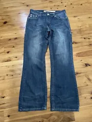 Rock & Roll Cowboy Double Barrel Relaxed Boot Cut Denim Blue Jeans Mens 34 x 34. Excellent condition - LOOK NEW!No...