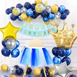 1pcs balloon strip. 1pcs cake topper. Reusable Crown and Star Balloons: With 1pcs gold crown balloons, 2pcs gold star...