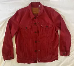 Levis Unisex Denim Jacket Size Large Red Cotton Coat Trucker Short S40116.