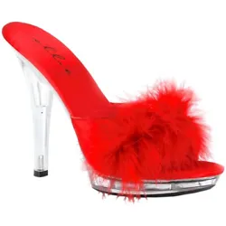 These sexy marabou slippers feature an open toe mule sandal with a 5