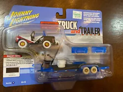 Johnny Lightning WHITE 1966 Ford Bronco Truck & Open Car Trailer. Professionally packaged and shipped USPS PRIORITY...
