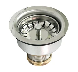 Kitchen Sink Stainless Steel Drain Assembly Strainer Basket Snaplock Stopper.