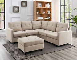 [Modern Modular Sofa] This modern modular sofa adopts classic design and will never go out of style. The soft taupe...
