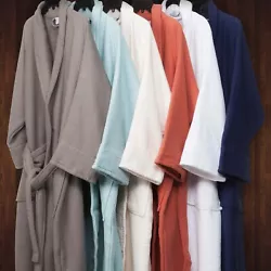 Blue Nile Mills graciously brings you one warm, soft, and relaxing high-quality long-staple cotton bathrobe. Rest in...