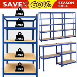 5 Tier Shelf Shelving Unit Racking Boltless Industrial Garage Storage Shelves. ◇ Durable shelving unit -- The garage...