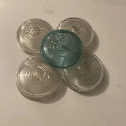 Vintage Mason Jar Lids (9). 8- Clear1-BlueSold previously at 12$ per and sold 20+ at that price so good value here