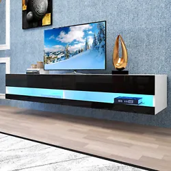 Gloss finish design makes the accent table superior and graceful. Detail of the White/Black Wall Mounted TV Stand：....