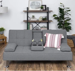 Fun and modern reclining futon sofa bed. Versatile multi use futon sofa bed. Converts quickly into a bed for overnight...