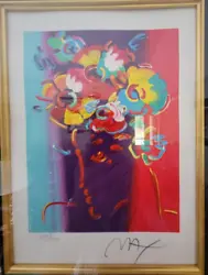 Peter Max Rossville Profile, 9 1/16 x 6 7/8, In Black gloss frame, Signed in pencil lower right, numbered in Arabic...