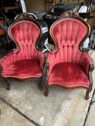 victorian chair set wood. Condition is Used. Local pickup only.