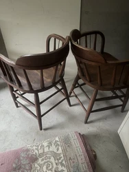 Vintage Wood Arm Chairs Set/pair. Condition is Used. Local pickup only.