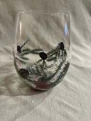 Lolita “Winter’s Cup” Stemless Glass. This glass is beautifully hand painted. Drink your wine in this lovely...