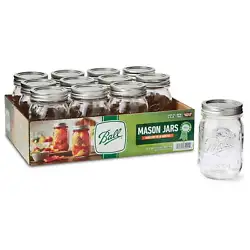 Experience the versatility of Glass Mason Jars with Lids & Bands. These 16 oz. regular mouth mason jars are also an...