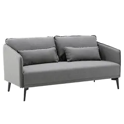 Two bolster pillows are included. A marriage of comfort and contemporary allure, the eye-catching grey loveseat is sure...