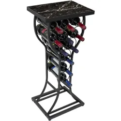 This freestanding wine rack fits beautifully as a side table in the living room, dining room corner, or in the kitchen...