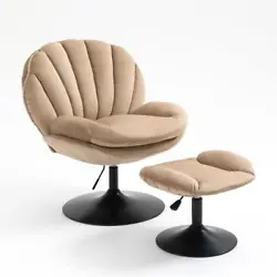 360° Swivel Smooth for Seat and Ottoman;. Adjustable Seat Height and Ottoman Height;. Main Color:Khaki. Thickened...