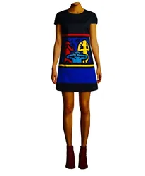 New Alice + Olivia X Keith Haring Basquiat Clyde Cotton A-Line Dress Size 12. May fit a 10. 19” across chest, 20”...