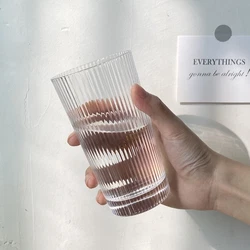 High-quality striped glass cup, heat-resistant glass cup used for drinking tea,.