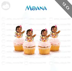 Baby Moana Cupcake Cake Toppers. These are handmade and great for celebrations. Use them to decorate your sweets, picks...