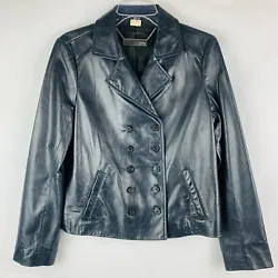 Excellent condition. Soft leather jacket, flawless. Double breasted military style jacket. Double Breasted - Shawl...