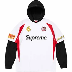 Supreme Hooded Soccer Jersey White Size Large BRAND NEW