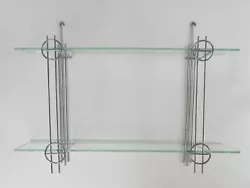 Vintage retro style 2 tier chrome and glass shelf. Shelves measure 22