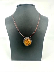 Large Amber and Sterling Silver Necklace