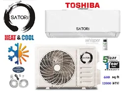 • 1 TON ductless split can cool or heat a room up to 600 square feet! 12000 BTU Mini Split/ 1 Ton. • Two-direction...
