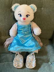 Build A Bear Elsa Disney Frozen White Sparkly Bear Elsa Dress Shoes Plush 16