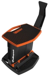LIFTS UP TO 440lbs. Bike Lift Stand. FOOT PEDAL INCORPORATED TO LIFT & LOWER THE STAND. BLACK / ORANGE. LOAD CAPACITY....