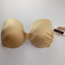 Size 38DDD. Victorias Secret push-up bikini top in gold with underwires and convertible strap.