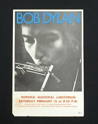 Here is a very rare original handbill from Bob Dylans concert at the Norfolk Municipal Auditorium! The paper has...