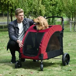 Back Wheels have Brakes -The Four Wheeled Stroller. Pet Stroller. Remove the push handle-without disassembling the...