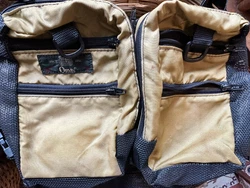 Vintage chest pack ~ measurements included, larger pack with two smaller packs that zip together. This pack is tan ....