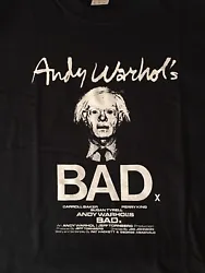 Andy Warhol Bad T Shirt Size Extra Large Silk Screen On Black cotton Short Sleeve Shirt. Condition is new ....for guy...