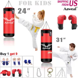 PU Leather Unfilled Punch Bag set with Gloves & Swivel Hook. New Durable Exquisite Muay Thai MMA Boxing Heavy Punching...