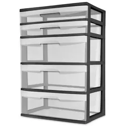 The clear drawers allow contents to be easily identified while keeping them contained. The drawer stop feature prevents...