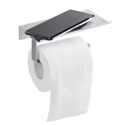 Toilet Paper Holder with Cell Phone Shelf Wall Mounted Toilet Paper Roll Holder for Bathroom Stainless Steel Rustproof...