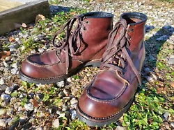 These are a real nice pre-owned pair of Red Wing Heritage Moc Toe boots, 4183. Images will do most of the describing....